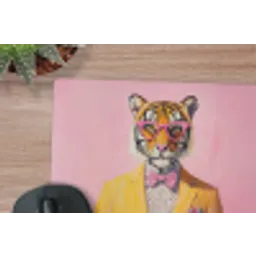 Tijger - Bril - Geel - Jasje muismat rubber klein -closeup