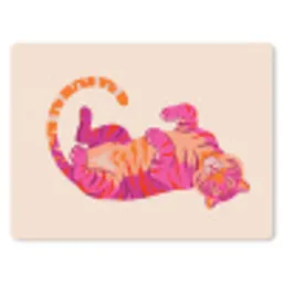 Tijger - Roze - Oranje muismat rubber klein -3d