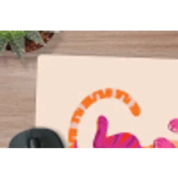 Tijger - Roze - Oranje muismat rubber klein -closeup