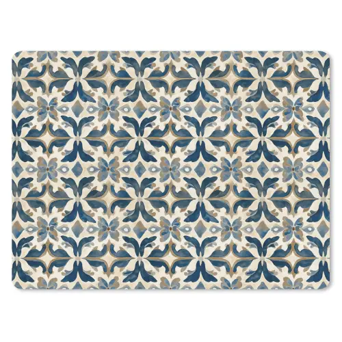 Tegel - Patroon - Blauw - Beige muismat rubber klein 262 -3d