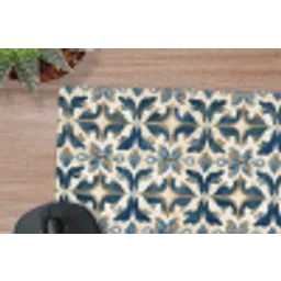 Tegel - Patroon - Blauw - Beige muismat rubber klein 262 -closeup