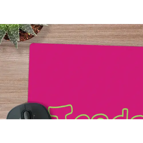 Toedeloe - Groen - Roze muismat rubber klein -closeup