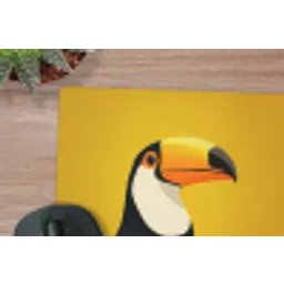 Toekan - Minimalistisch - Snavel - Oranje muismat rubber klein -closeup