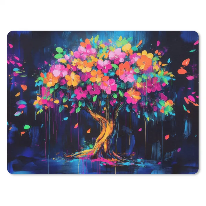 Boom - Bloemen - Magisch - Gekleurde muismat rubber klein -3d