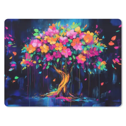 Boom - Bloemen - Magisch - Gekleurde muismat rubber klein -3d