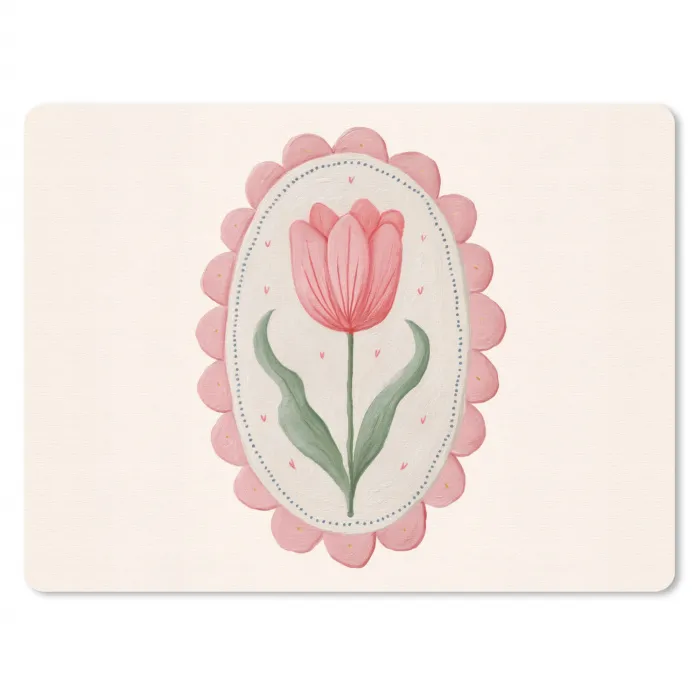 Tulp - Lijst - Ovaal - Illustratie muismat rubber klein -3d
