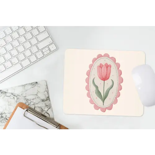 Tulp - Lijst - Ovaal - Illustratie muismat rubber klein -witbureau