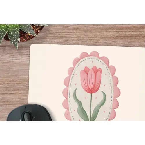 Tulp - Lijst - Ovaal - Illustratie muismat rubber klein -closeup