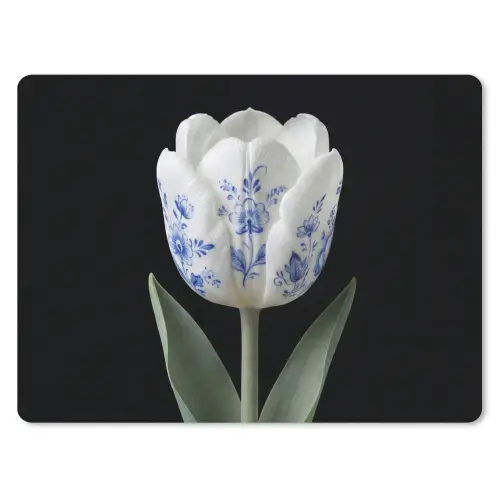 Tulp - Patroon - Blauw muismat rubber klein -3d