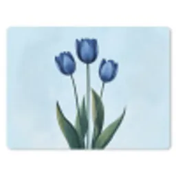 Tulpen - Blauw - Bladeren muismat rubber klein -3d
