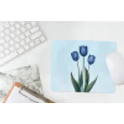 Tulpen - Blauw - Bladeren muismat rubber klein -witbureau