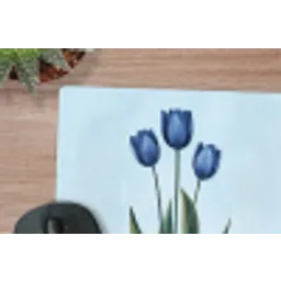 Tulpen - Blauw - Bladeren muismat rubber klein -closeup