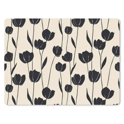 Tulpen - Patroon - Zwart muismat rubber klein 262 -3d