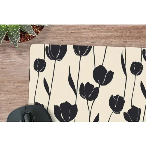 Tulpen - Patroon - Zwart muismat rubber klein 262 -closeup