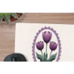 Tulpen - Paars - Lijst - Bladeren muismat rubber klein -closeup