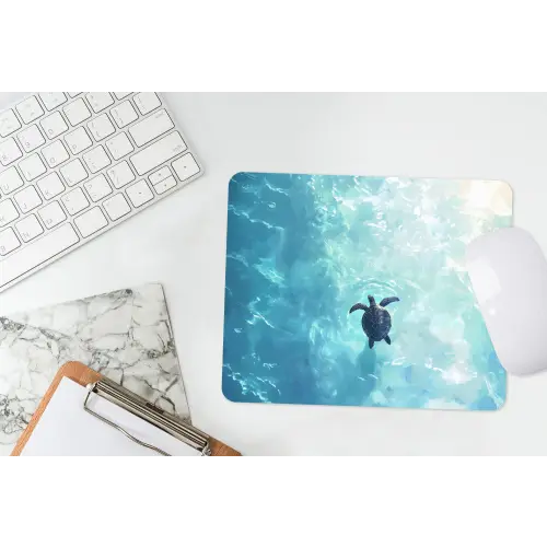 Schildpad - Zee - Blauw - Schittering muismat rubber klein -witbureau