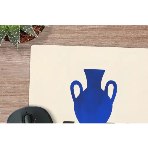 Vaas - Blauw - Geblokt - Modern muismat rubber klein -closeup