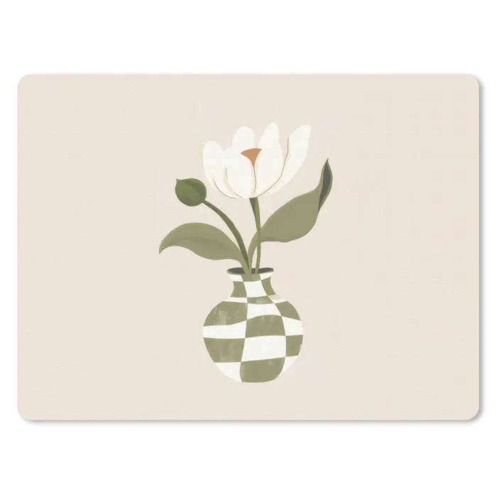 Vaas - Geruit - Bloem - Groen muismat rubber klein -3d
