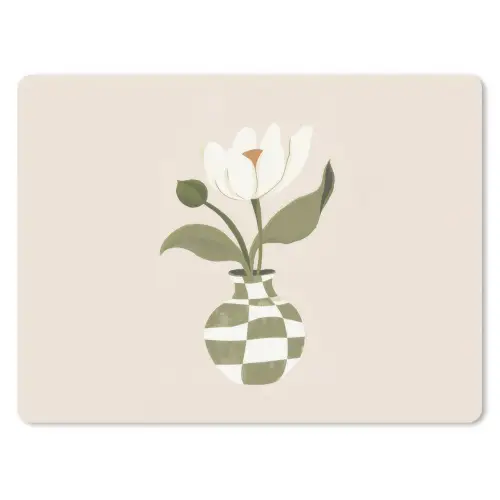 Vaas - Geruit - Bloem - Groen muismat rubber klein -3d