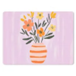 Vaas - Gestreept - Bloemen - Oranje muismat rubber klein -3d