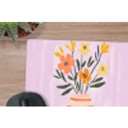Vaas - Gestreept - Bloemen - Oranje muismat rubber klein -closeup