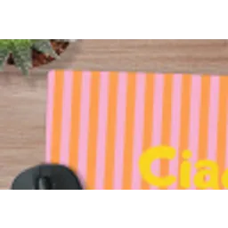 Verticaal - Strepen - Oranje - Ciao bella muismat rubber klein -closeup