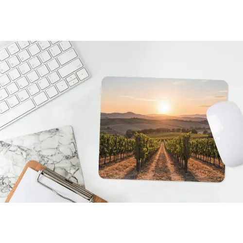 Wijngaard - Zonsondergang - Landschap muismat rubber klein -witbureau