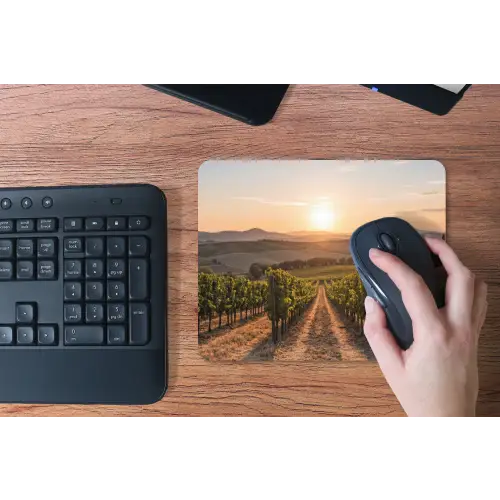 Wijngaard - Zonsondergang - Landschap muismat rubber klein -toetsenbord