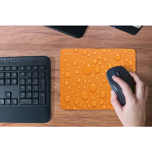 Water - Druppels - Oranje muismat rubber klein -toetsenbord