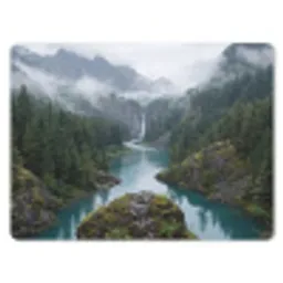Waterval - Bomen - Bergen muismat rubber klein -3d