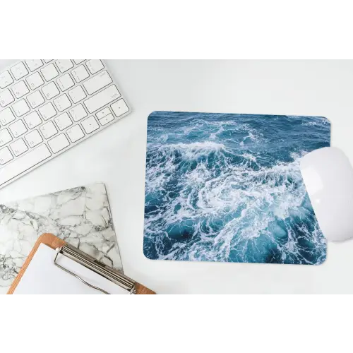 Golven - Oceaan - Blauw muismat rubber klein -witbureau