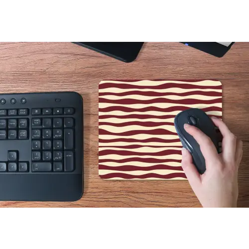 Golven - Rood - Patroon - Crème muismat rubber klein 262 -toetsenbord