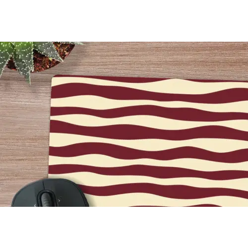 Golven - Rood - Patroon - Crème muismat rubber klein 262 -closeup