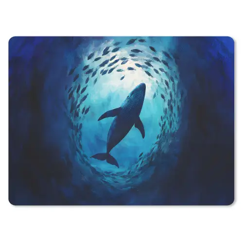 Walvis - Vissen - Donkerblauw muismat rubber klein -3d