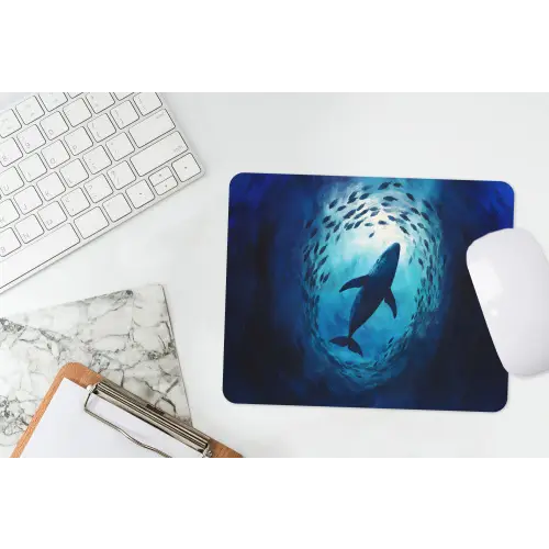 Walvis - Vissen - Donkerblauw muismat rubber klein -witbureau