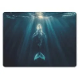 Walvis - Water - Zonnestralen - Blauw muismat rubber klein -3d