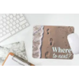 Where to next - Strand - Voetstappen muismat rubber klein -witbureau