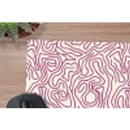 Kronkelende lijn - Magenta - Crème muismat rubber klein 262 -closeup