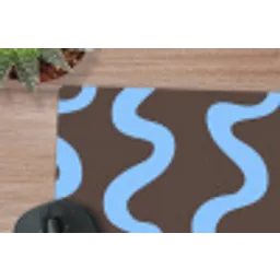 Kronkelende lijnen - Blauw - Bruin - Minimalistisch muismat rubber klein 262 -closeup