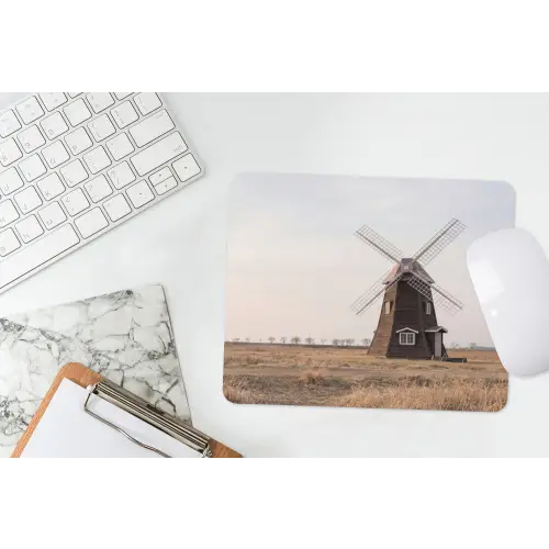 Windmolens - Landschap - Veld muismat rubber klein -witbureau