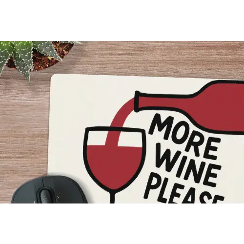 Wijnfles - Quote - Rood - Glas muismat rubber klein -closeup
