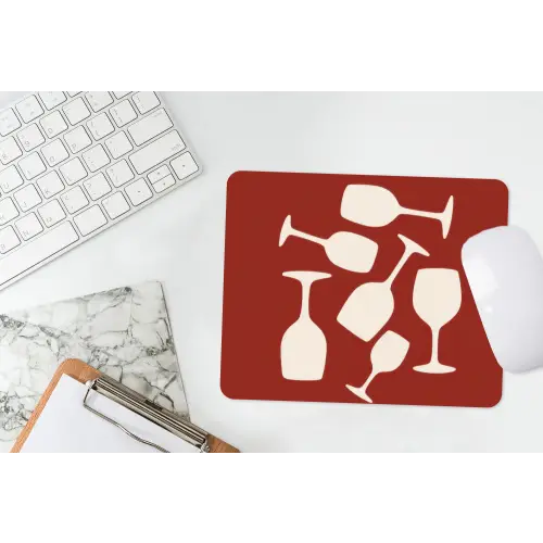Wijnglazen - Silhouetten - Wit muismat rubber klein -witbureau