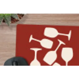 Wijnglazen - Silhouetten - Wit muismat rubber klein -closeup