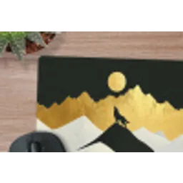 Wolf - Bergen - Maan - Zwart muismat rubber klein -closeup