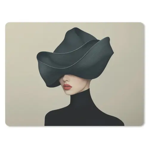 Vrouw - Groen - Hoed muismat rubber klein -3d