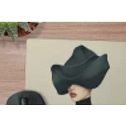 Vrouw - Groen - Hoed muismat rubber klein -closeup