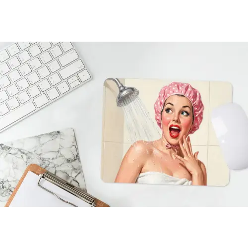 Vrouw - Douche - Roze muismat rubber klein -witbureau