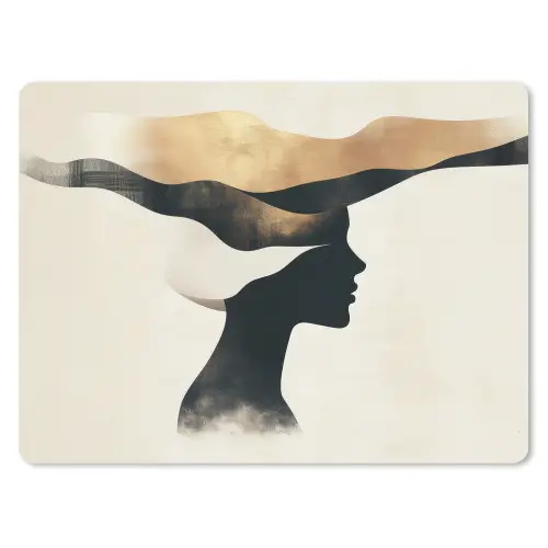 Vrouw - Golven - Zwart muismat rubber klein -3d