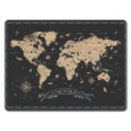Wereldkaart - Beige - Zwart muismat rubber klein -3d