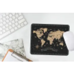 Wereldkaart - Beige - Zwart muismat rubber klein -witbureau